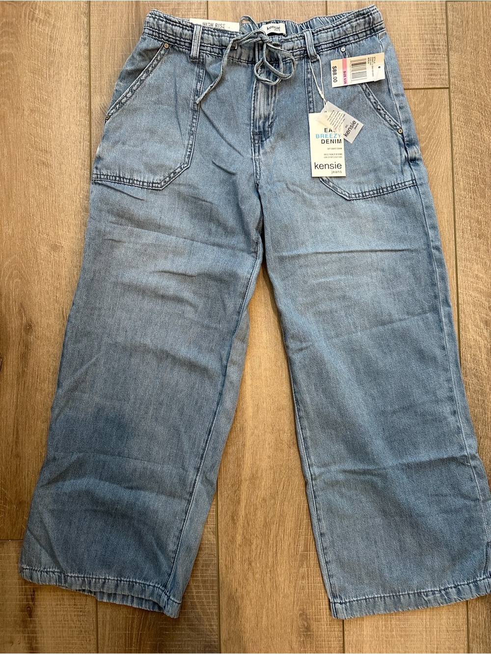 Kensie Light Blue Relaxed Drawstring Jeans